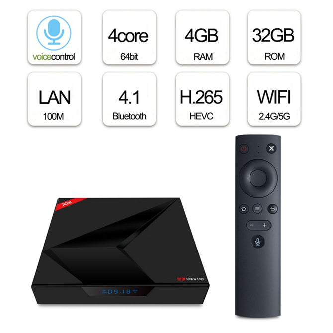 X88 RK3328 Quad-Core Android 7.1 TV Box w/ 4RG RAM, 32GB ROM - US Plug