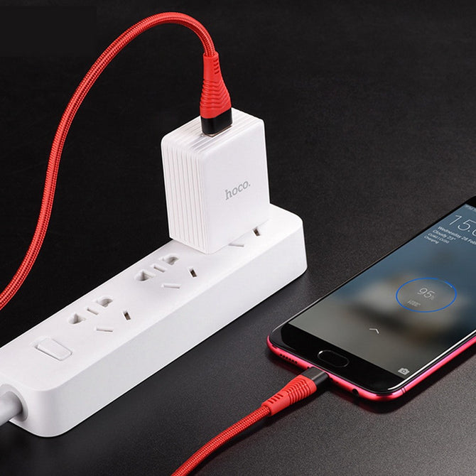 HAOKU U38 USB Quick Charger Adapter Charging Usb Cable For Android Oppo R11 R9s R7 R5 Red