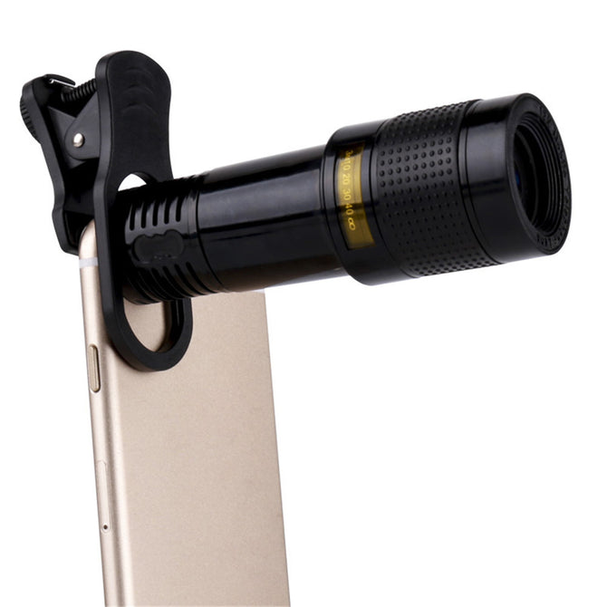 OJADE Universal 12X Telescope / Microscope +15X Macro + 0.63 Wide Angle + 198 Degree Fisheye Lens for Cell Phones Pad