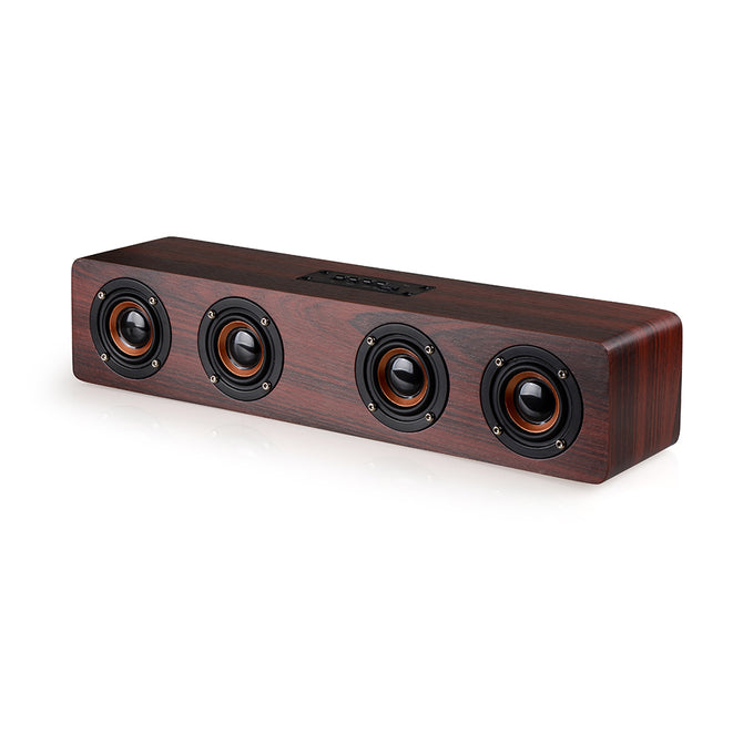 VRrobot W8 Bluetooth Speaker Wireless Stereo Subwoofer Altavoz Wood Home Audio Desktop speaker - Red