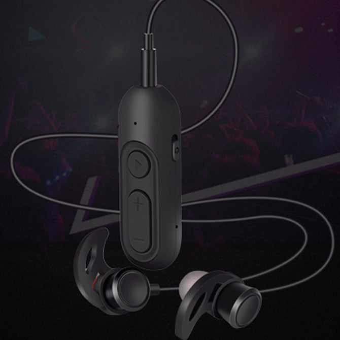 Magnetic Wireless Bluetooth Headset Cs4.1 Stereo In-ear Lavalier Metal Magnetic Sports Bass Earphone With Mic For Phone Black