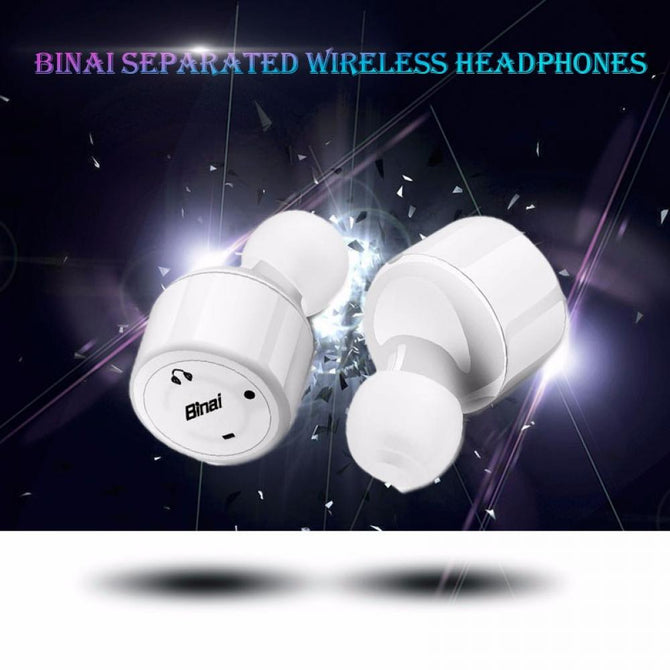 Binai-V1T Wireless Bluetooth Independent Twins In-Ear Earphone Mini Bluetooth Earbuds Headset For Cell Phone White