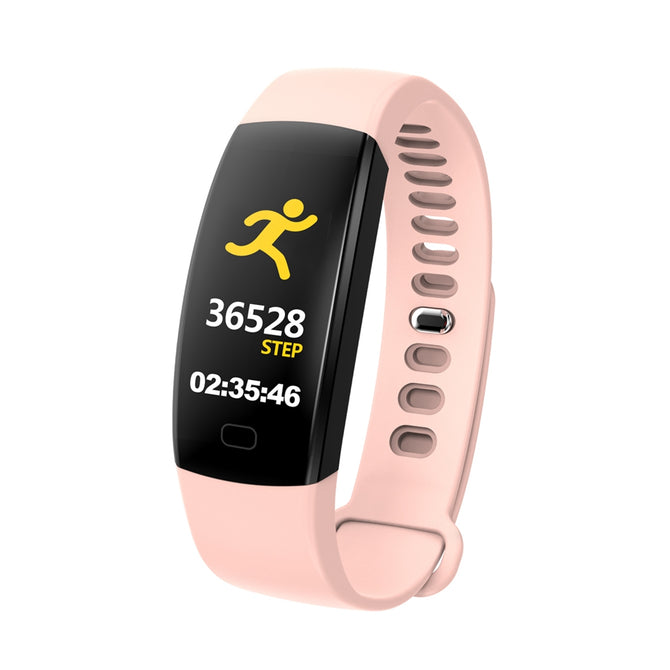 F64HR IP68 Waterproof Smart Wristband Bracelet with Heart Rate Monitor, Blood Pressure / Blood Oxygen - Pink