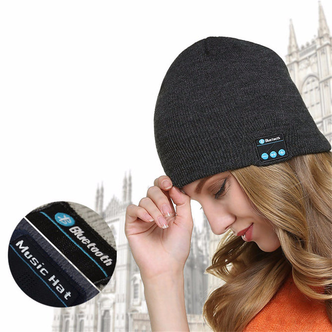 Wireless Bluetooth Headphones Music Hat Smart Caps Headset Earphone Warm Beanies Winter Hats With Speaker Mic For Sports Gray