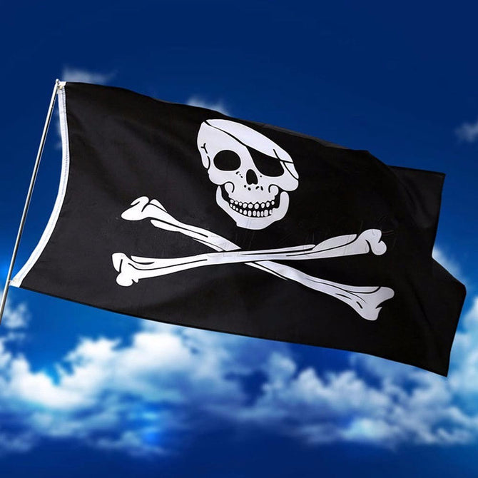 90 * 150cm Skull And Crossbones Pirate Flag, Jolly Roger Hanging With Grommets Black/90 x 150cm