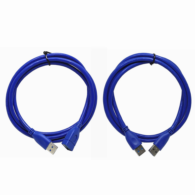 150cm High Speed 5Gbps USB3.0 Male to Male + USB3.0 Male to Female Cable for Data Transmission - Blue