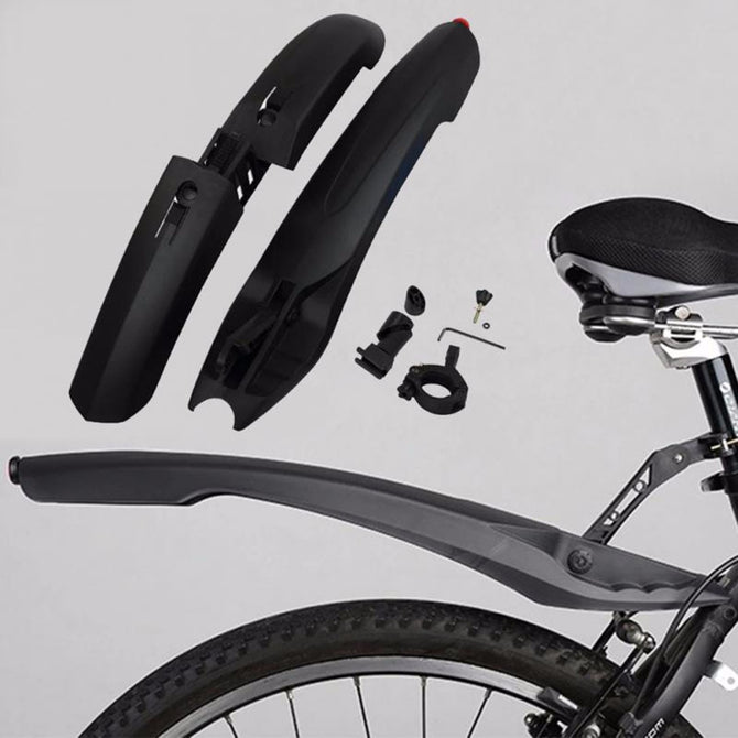 CoolChange Bike Fender Bicycle Fenders Cycling Mountain Mud Guards Mudguard Set With Led Taillight Black