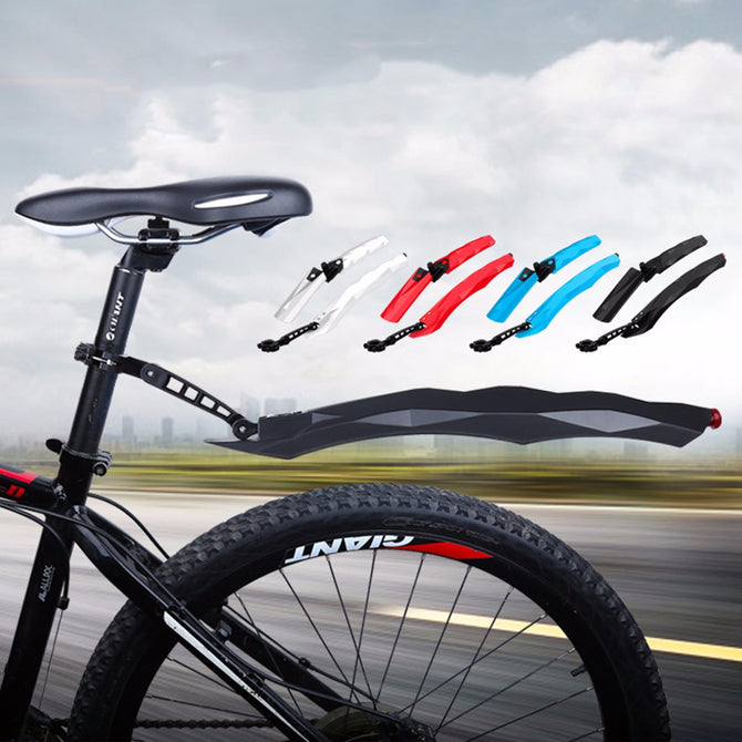 Bicycle Mudguard Front Rear Set 26 MTB Mountain Bike Fender With Led Light Flectional Cycling Fender Bicycle Wings Sky Blue