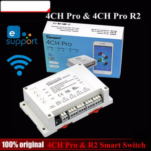 Sonoff 4CH Pro R2 Smart Wifi Switch Home 433MHz RF Wifi Light Switch 4 Gang 3 Working Modes White