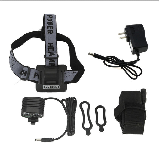 ZHAOYAO L2 2-LED Super Bright Bicycle Headlight Mountain Bike Light + Battery Pack + US Plug Power Adapter