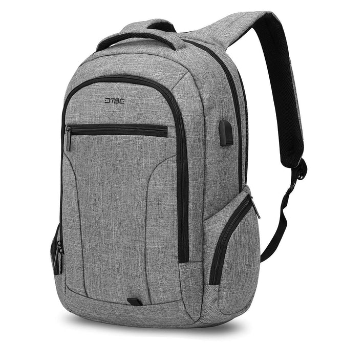 DTBG 17.3 Inch Stylish Travel Business Laptop Backpack with USB Charging Port, Anti-theft Pockets for Women Men - Grey