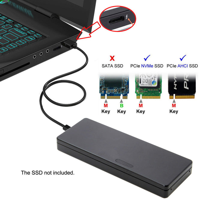 CY TB-029 Thunderbolt 3 to PCI Express PCI-E to NVME NGFF M-key AHCI SSD Convert Case Cartridge Enclosure