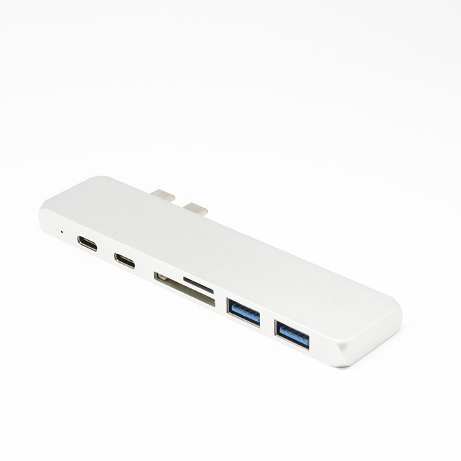 Measy Dual Ports USB C Hub To HDMI Adapter, 4K Thunderbolt 3 USB Type-C Hub with TF SD Slot PD for MacBook Pro 2017 - Silver