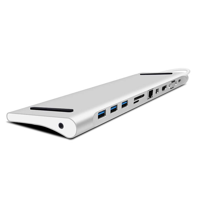 Type-C 3.1 Docking Station, Aluminum Multi-function 11 in 1 Hub for MacBook Pro 2016 - Silver