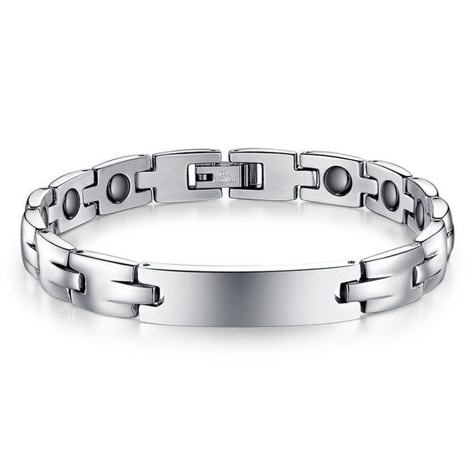 XSUNI Health Titannium Steel Bracelet with Lodestone for Women - Steel Color