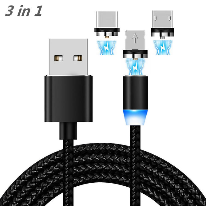 Cwxuan 3-in-1 Micro USB, Type-C, 8 Pin Magnetic Fast Charging Cable Kit for IPHONE Samsung Xiaomi, Huawei, Vivo