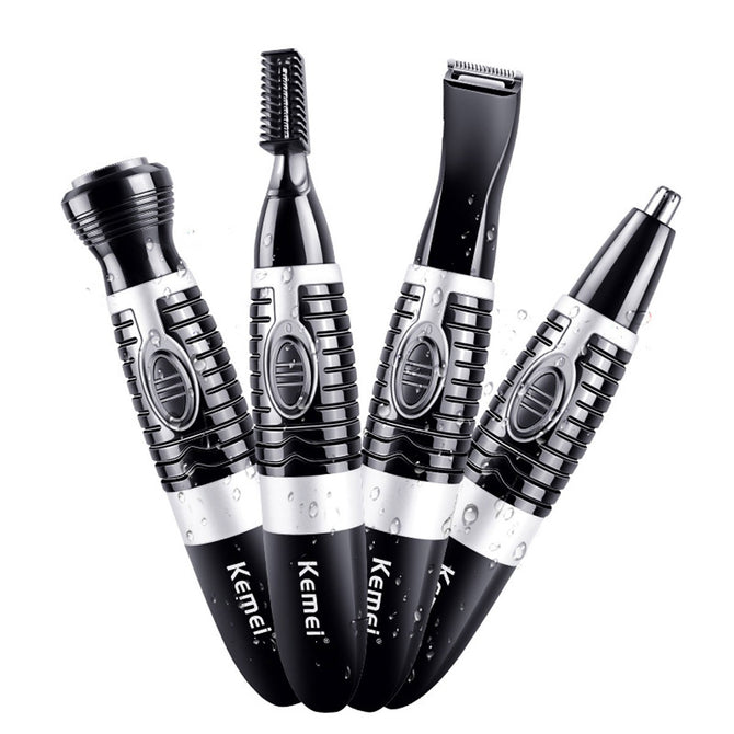 KEMEI KM-PG500 4 In 1 Ear Nose Trimmer, Electric Beard Face Eyebrow Nose Ear Hair Trimmer / Automatic Removal Shaver White