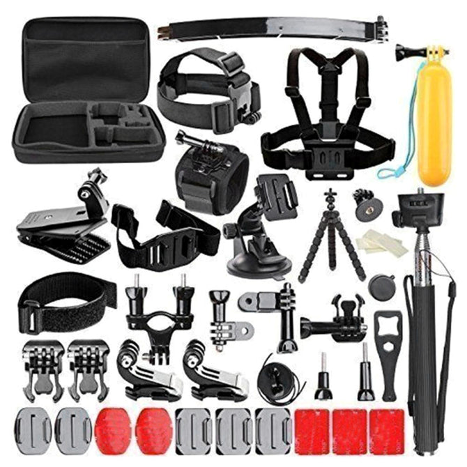 54-in-1 Universal Sports Camera Bag with Chest Belt Connectors Set Accessories for GoPro, SJCAM, Xiaoyi