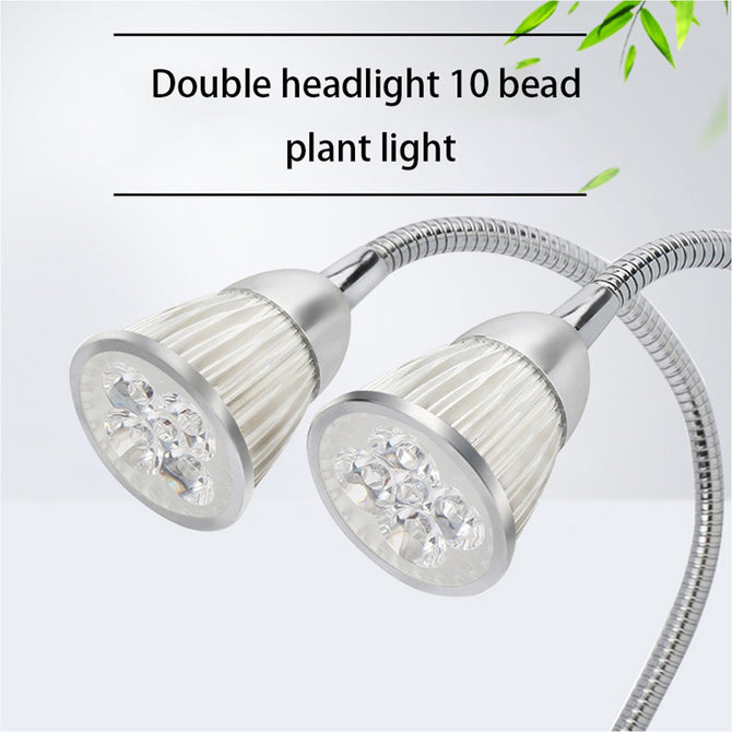 20W LED Plant Grow Lights Double-head Clip Lamp Indoor Greenhous Hydroponic Vegetable Cultivation 20W/Light Grey/US