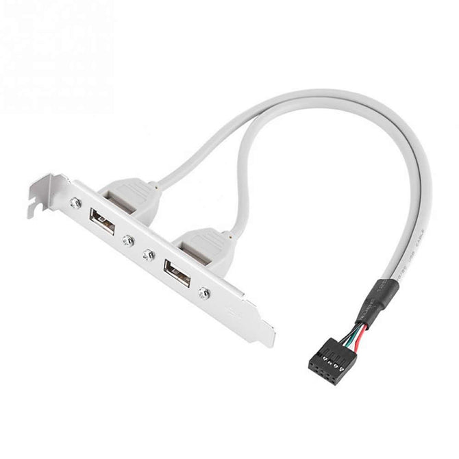 Cwxuan PC Case Internal 9Pin To USB Female Baffle Bit Line, Dual USB 2.0 Female Ports Screw Lock Panel Mount Cable Flexible Cord