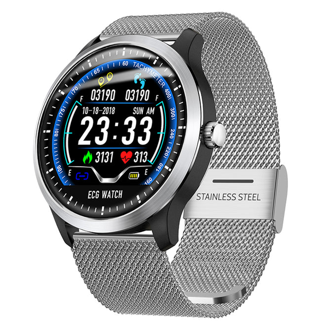 DMDG Smart Watch Bracelet ECG Heart Rate Measurement Sports Wristband Fitness Tracker for Android IOS-Silver