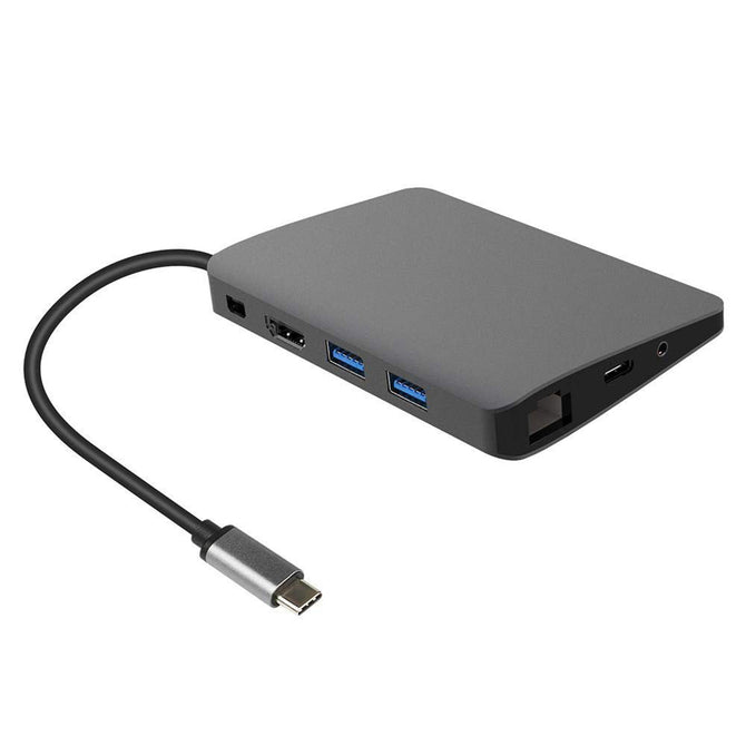 USB C Hub, 9-in-1 Aluminum Multi-Port Hub Adapter Dongle with Mini Displayport Port, Ethernet, 4K HDMI 3.5mm AUX