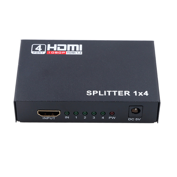 HDMI Splitter 1080p 3D HDMI 1.4 Switcher Output 1 x 4 HDMI Amplifier - Black (EU Plug)