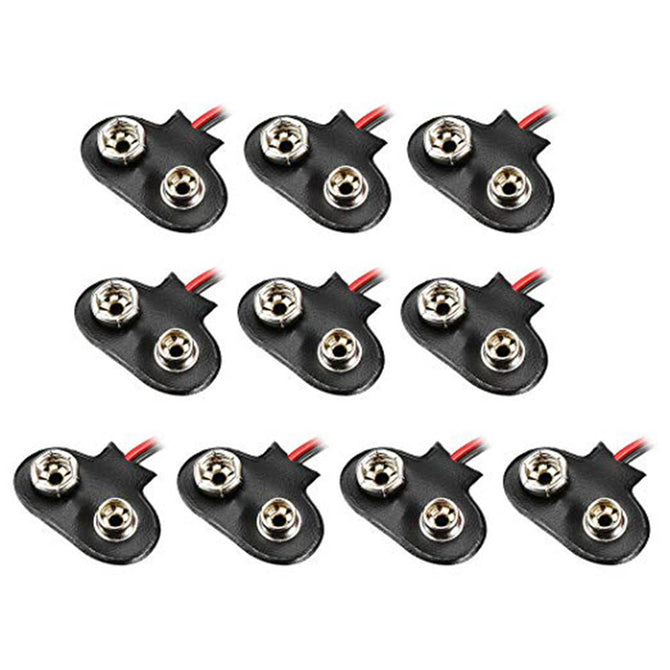 ZHAOYAO 10pcs DC 9V Battery Clip T-Type Buckle Connector Faux Leather Housing Lead Wire 12cm Length