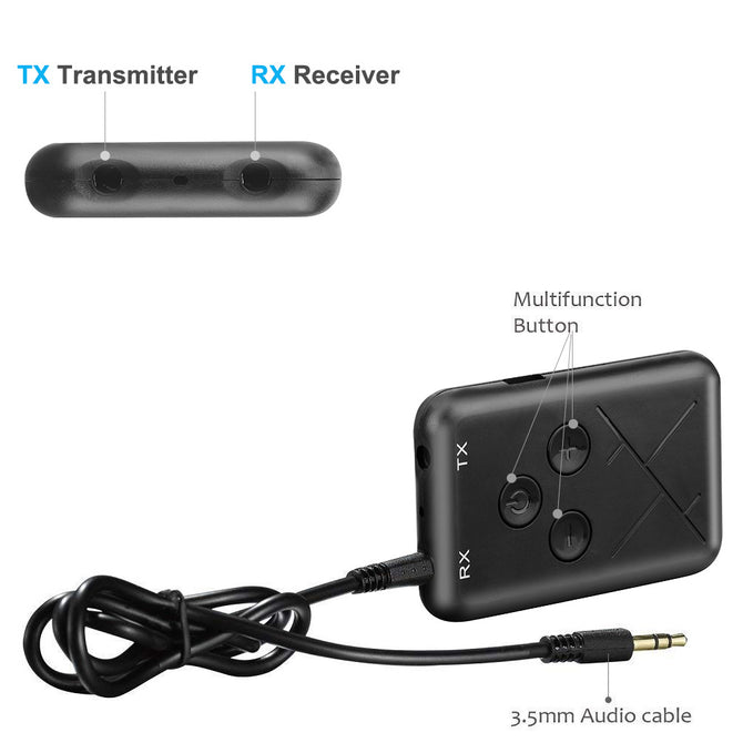 JEDX 2-in-1 3.5mm Bluetooth Wireless Audio Transmitter & Receiver Adapter