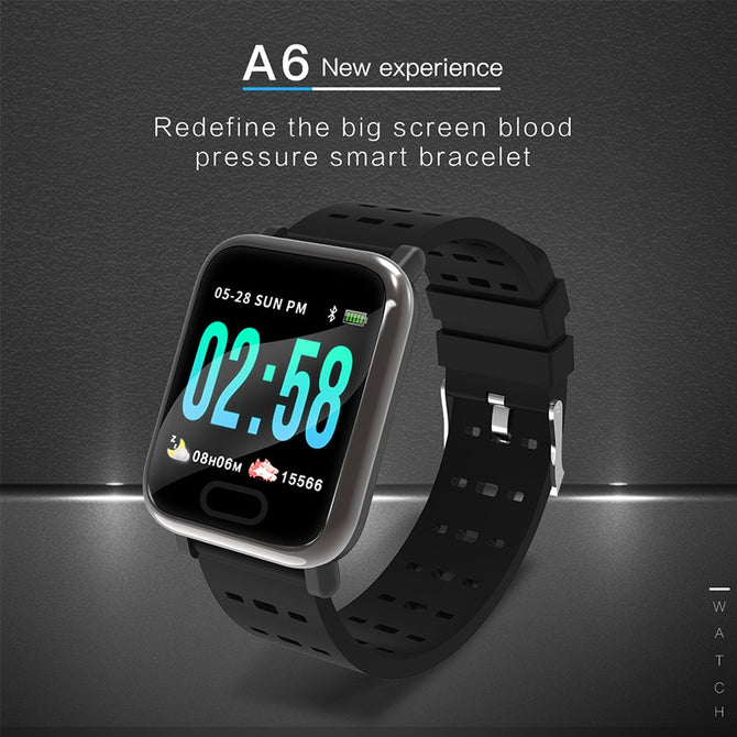 A6 Color LCD Screen Smart Bracelet Wristband Watch With Hear Rate Monitor / Sports Mode Function Black