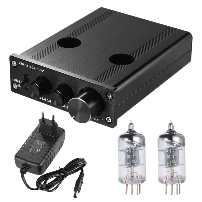Aluminum Alloy Mini HIFI 6J1 Vacuum Tube Stereo Audio Preamplifier Buffer with Power Adapter