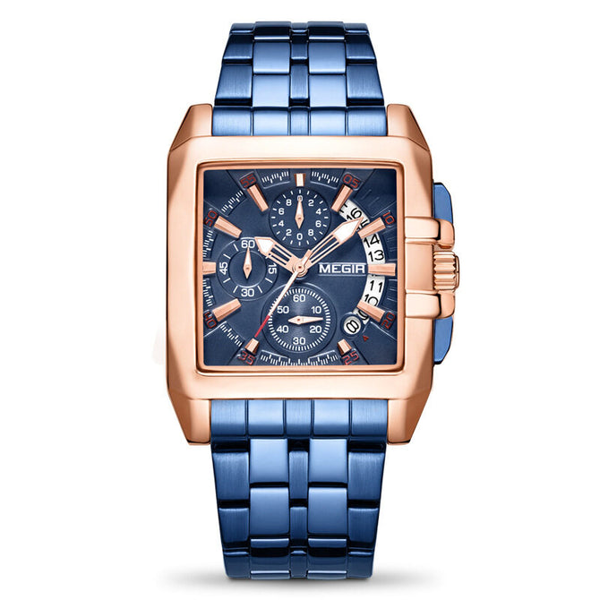 Megir Business Men's Watch Trend Multifunctional Chronograph Steel Strap Quartz Men's Watch 2018G