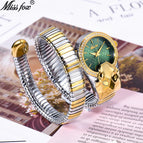 MISSFOX Watch Ladies Fashion Trend Unique Diamond Snake Watch Bracelet 2808