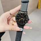 TT new Korean version of the trend fashion watch female temperament ins large dial round leather strap calendar women's 77013 watch
