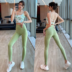 2023 NEW Yoga suit sports beautiful back running fitness bra gather two piece set  for women