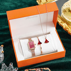 2021 New Fashion lady watch Square Set Women's Watch Small Green quartz bracelet Watch set fxn051