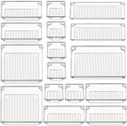 16 Pcs Drawer Organizers 5-Size Makeup Desk Drawer Organizer Plastic Bathroom Storage Bins Versatile Trays Vanity Dividers Container for Bedroom Dresser Kitchen Office