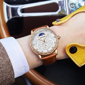 KIMSDUN brand retro carved sun moon and stars high-end men's waterproof mechanical watch K-2190A
