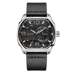 New megir men's watch innovative square sports watch waterproof luminous leather men's watch 2201