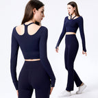 2022 new yoga suits long-sleeved spring and autumn gym running sportswear women's sweat-absorbent quick-drying clothes sports :8056-6057 set