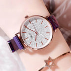 GEDI 12000 Starry Sky Women Fashion Casual Watch Elegant Luxury Stainless Steel Magnetic Strap Waterproof Ladies Diamond Rhinestone Analog Quartz Wristwatch