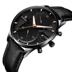 Reward men's watch business five needles leather fashion new ins waterproof quartz watch