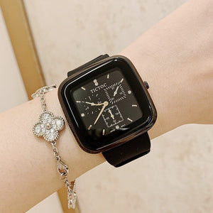 TICTOC new Korean version of large dial ladies square table neutral trend fashion watches femininity ins