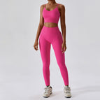 Seamless Yoga Suit Summer Running Tight Sports Suit Women's Quick-Drying Beauty Back Fitness Suit 6866