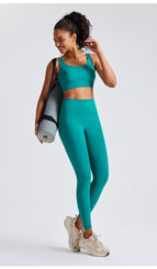 New women yoga suit beautiful back sports bra, high waist and hip lifting fitness pants women's yoga running suit set 60062+2083