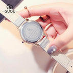 GUOU 8082 Fashion Retro Leather Belt Watch Waterproof Calendar Women's Watch Roman Quartz Watch Women