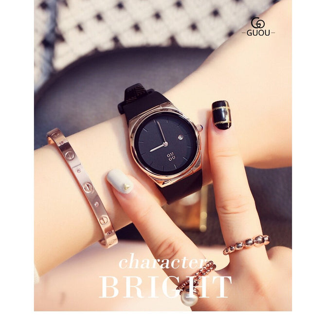 GUOU 8160 trend fashion couple silicone sports watch simple quartz dial to table sex silicone tape watch men and women gifts