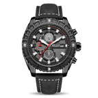 Megir Men's Watch Fashion Blue Timing Stereo Plate Leather Sports men calendar waterproof Watch 2119