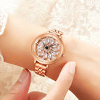 Time to run watch women's 2022 new light luxury niche hollow diamond-encrusted leather ladies watch Y5038