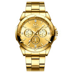 CHENXI Gold Couple Watch 019a Hot Selling Product Three Eyes Men and women Business quartz Watch XZ-019A full gold